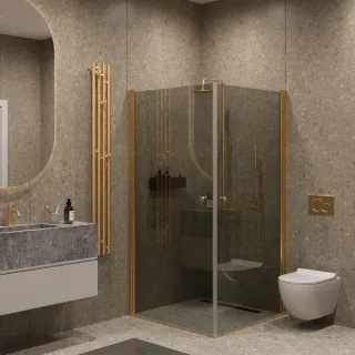 Душевой уголок на монопетле by Deonria U-90-89-6-G-G 90x89см золото/графит